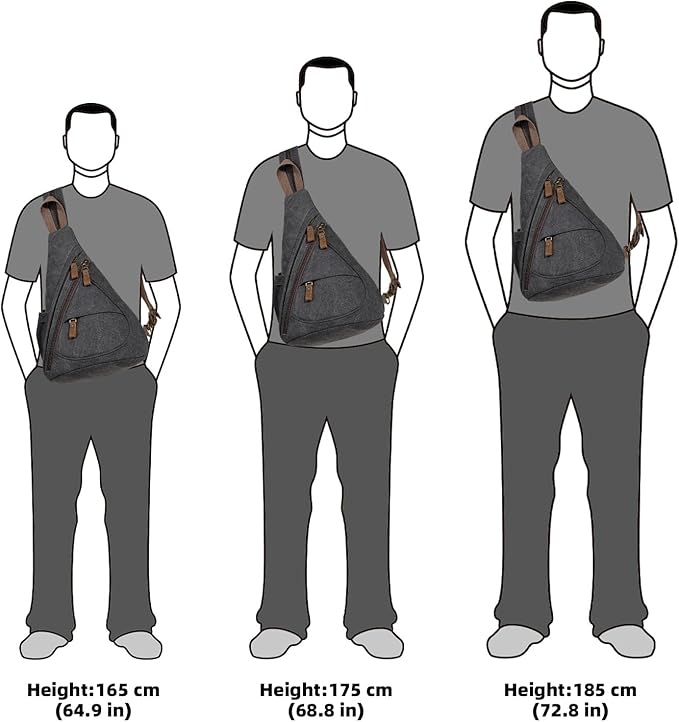 KL928 Canvas Sling Bag - Small Crossbody Backpack Shoulder Casual Daypack Rucksack for Men Women(Large Version,Black)