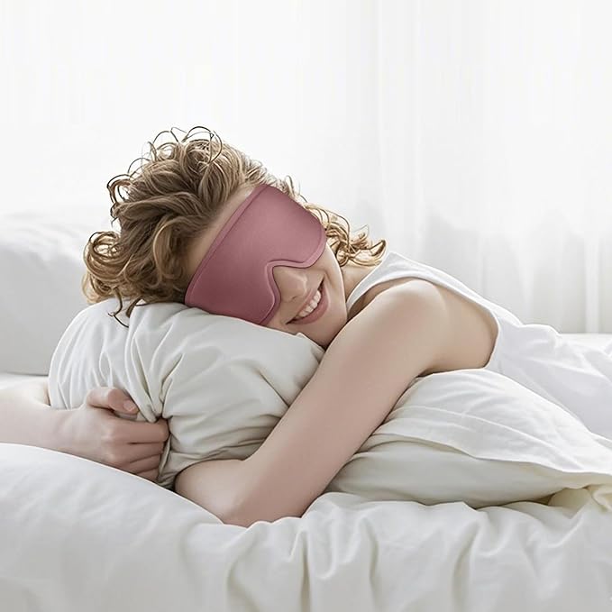 2 Pack Sleep Mask for Side Sleeper, Complete Light Blocking 3D Sleeping Eye Mask, Soft Breathable Eye Cover for Women Men, Travel, Nap, Relaxing Zero Pressure Night Blindfold (Pink+Purple)
