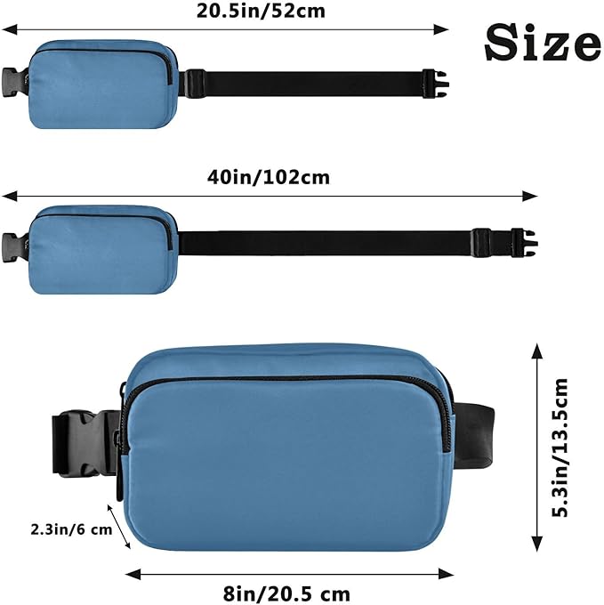 Fanny Pack for Women Men Water Resistant Fashion Waist Packs with Adjustable Strap Belt Bag for Travel Workout Jogging Hiking Steel Blue