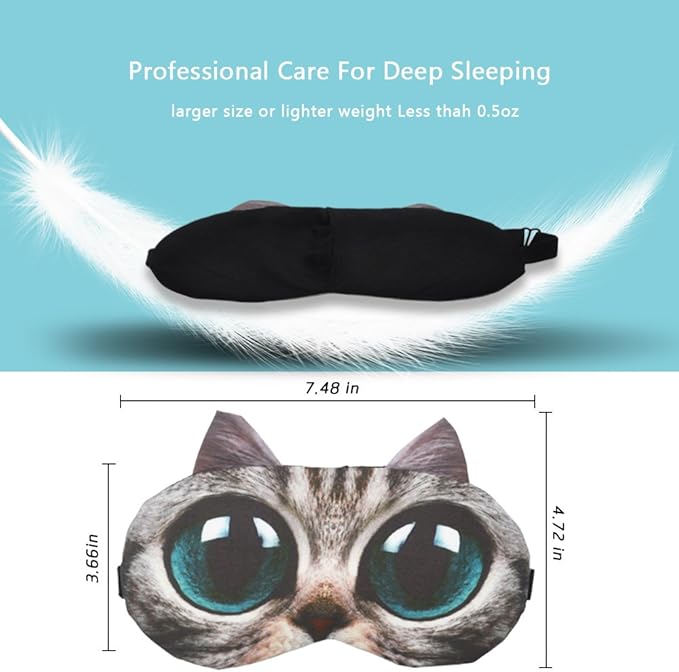 HYCLES Sleep Mask for Kids Sleeping Eye Cover Cute Cartoon Animal Funny 3 Pcs Blindfold Eyeshade for Men Women Plane Travel Game Nap Night Sleeping