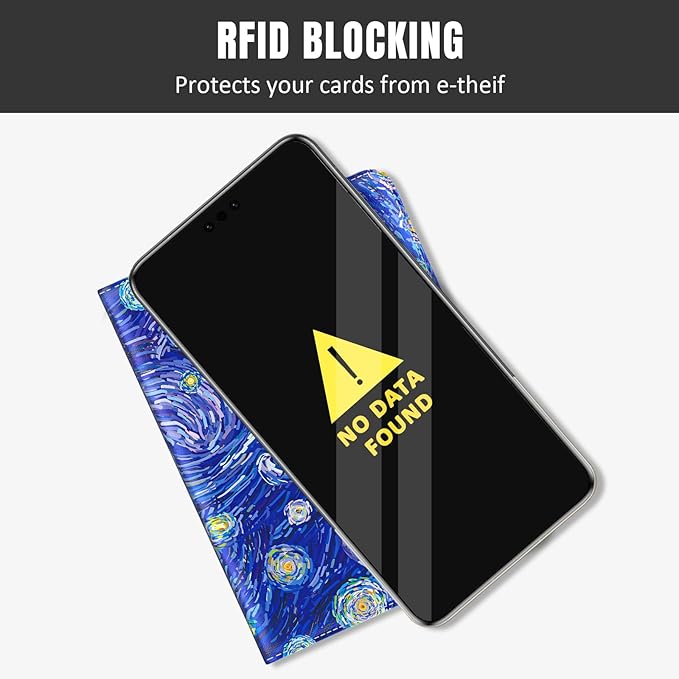 Rimilak Passport Holder, RFID Blocking Passport Cover Wallet Travel Essentials, Leather Travel Air Ticket Documents Organizer Protector for Women and Men, Starry Sky