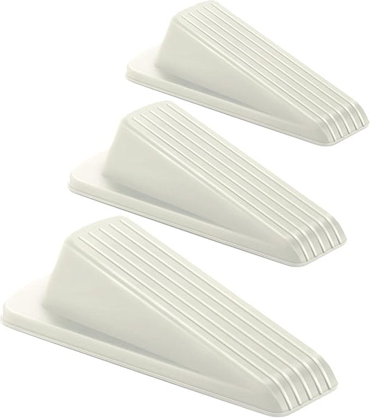 Crosize 3 Pack Rubber Door Stoppers for Floor, Door Stop Wedge for Heavy Duty Door, White