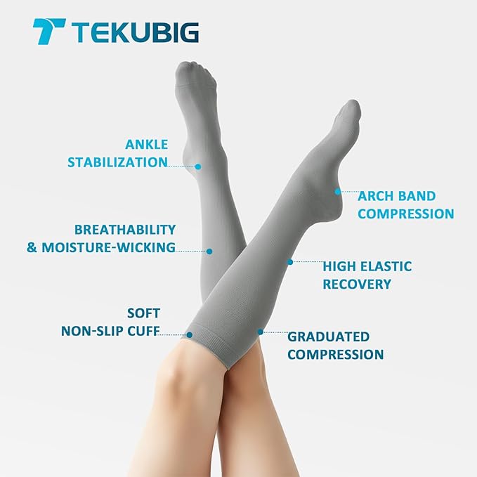 3 Pairs Medical Women Men Compression Socks Knee High 20-30 mmhg Graduated Stocking Support Hose Cute for Running Travel