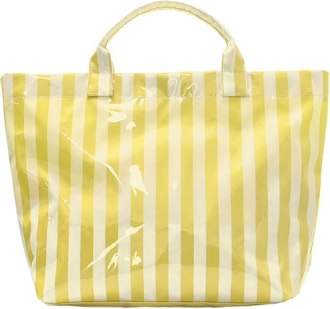 JQWYGB Striped PVC Tote Bag Large Glossy Striped Handbags Waterproof Top Handle Bag Plastic Tote Handbag Beach Travel Work