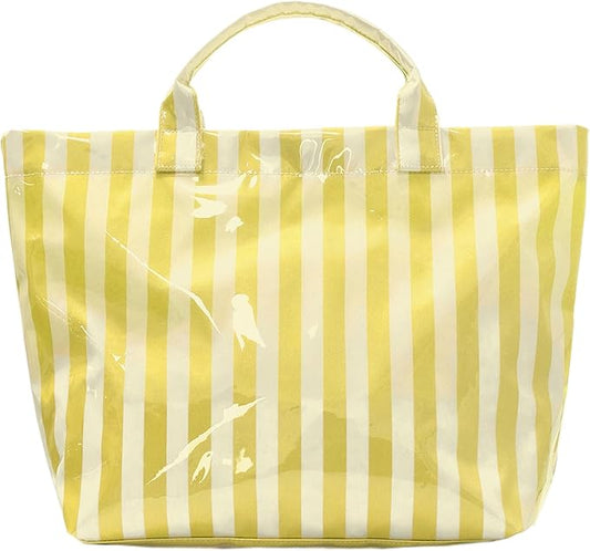 JQWYGB Striped PVC Tote Bag Large Glossy Striped Handbags Waterproof Top Handle Bag Plastic Tote Handbag Beach Travel Work