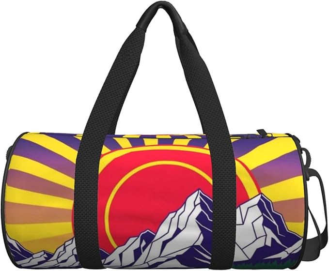 Small Gym Bag for Women, Sport Duffel Gym Tote Bags Ancient Colorado Mountain Flag Purple for Yoga, Workout, Dance, Swim