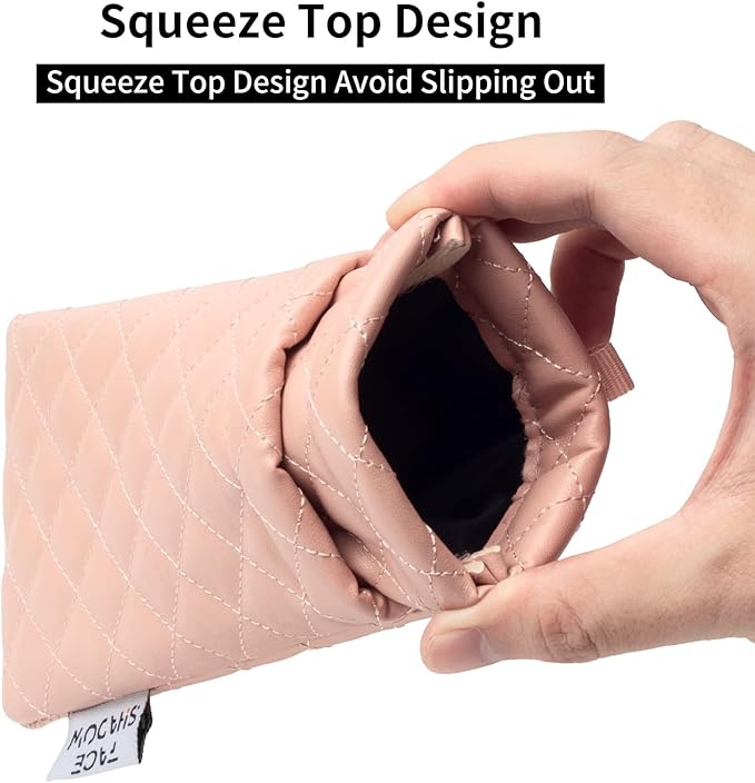 Face Shadow Double Glasses Case Soft Eyeglass Case For Women Men Squeeze Top Sunglasses Case With Cleaning Cloth