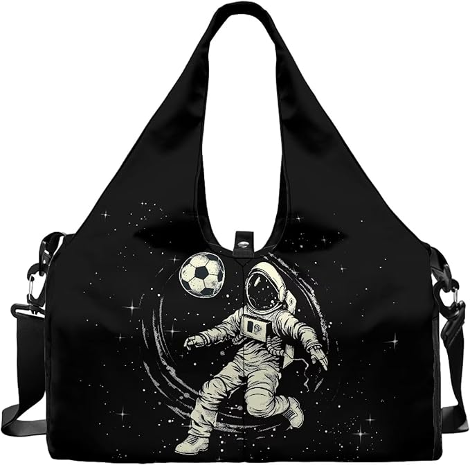 Mens Gym Bag Astronaut Workout Bag with Shoe Compartment, Wet Pocket, Travel Duffel Bags with Mat Carrier, Waterproof Overnight Bag Carry On Weekender
