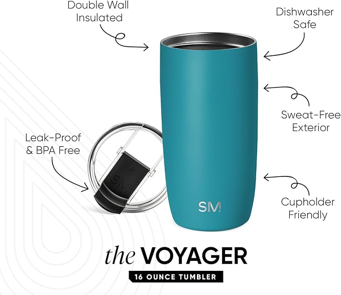Simple Modern Travel Coffee Mug Tumbler with Flip Lid | Reusable Insulated Stainless Steel Cold Brew Iced Coffee Cup Thermos | Gifts for Women Men Him Her | Voyager Collection | 16oz | Maui