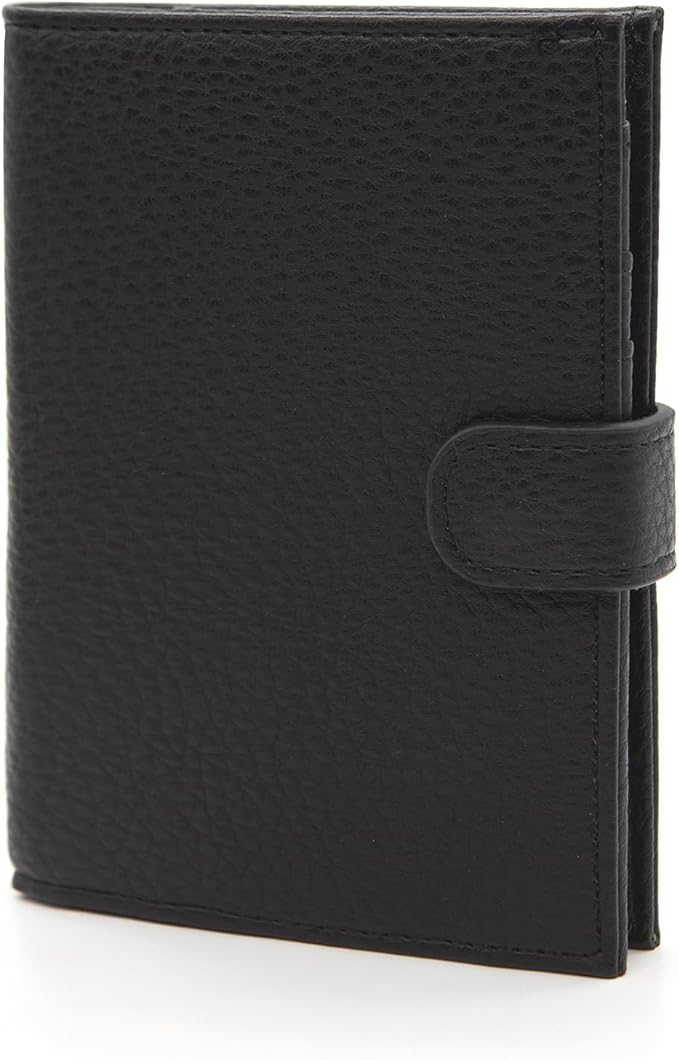 Long Keeper RFID Passport Holder Women Men PU Leather Travel Slim Wallet with Card Holders SIM Slots Zippered Coins Pocket (Black)