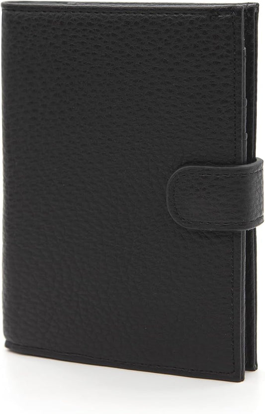 Long Keeper RFID Passport Holder Women Men PU Leather Travel Slim Wallet with Card Holders SIM Slots Zippered Coins Pocket (Black)