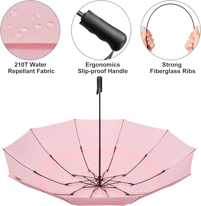 G4Free 42/46/54/62 Inch Large Golf Umbrella Compact Reverse Travel Umbrella 10 Ribs Windproof for Rain Double Canopy Automatic Open Close