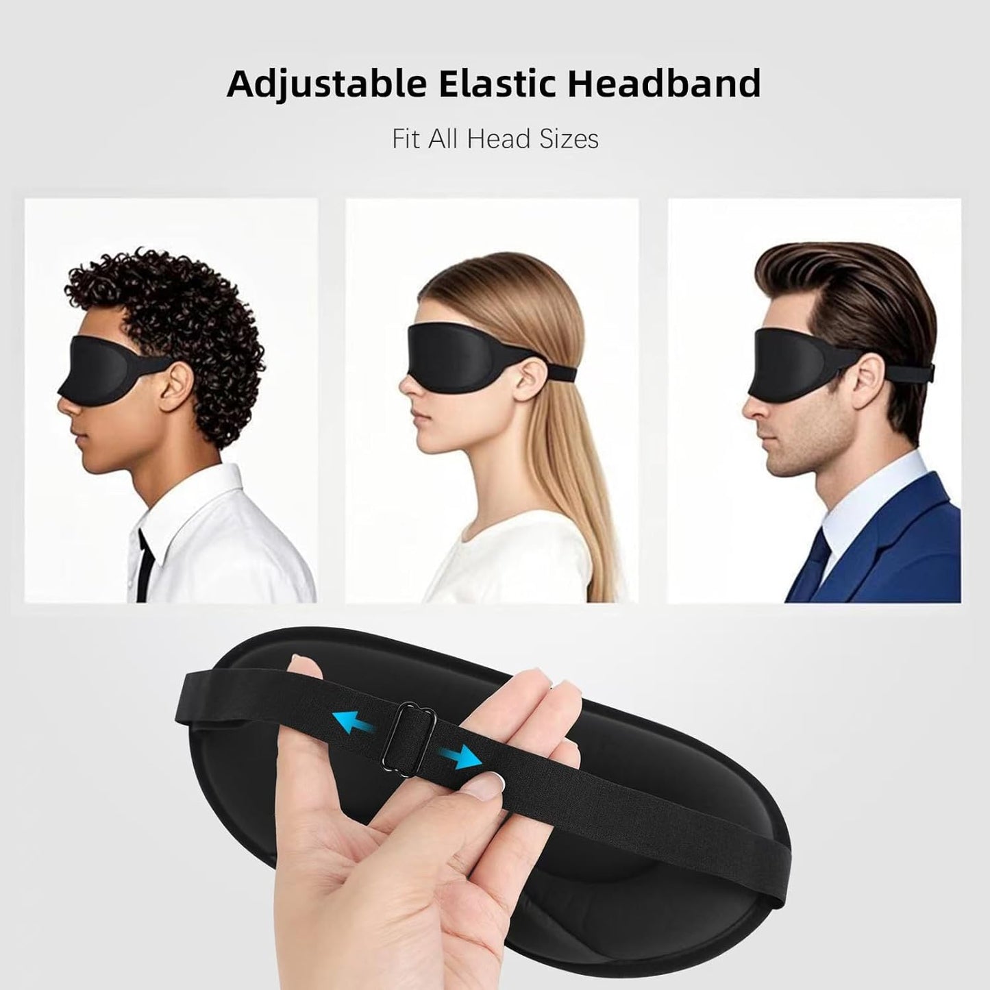 Sleep Mask,3D Contoured Sleeping Mask,99% Light Blocking Eye Mask, Zero Eye Pressure Cup Blindfold for Men Women, with Adjustable Strap for Sleeping, Yoga,Traveling(Black)