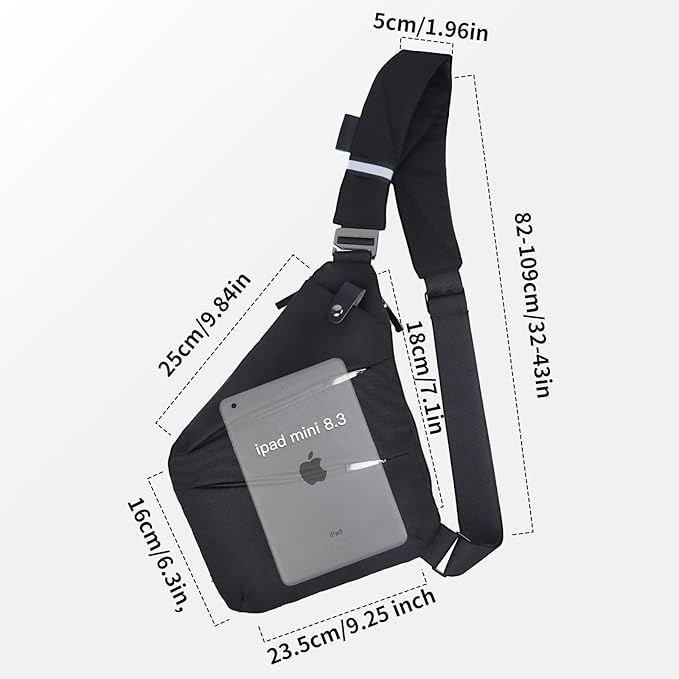 VADOO Sling Bag for Men and Women, Anti theft Crossbody Bag Lightweight Shoulder Chest Bag for Travel Gym Running
