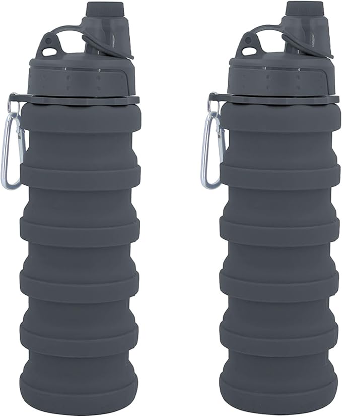 Collapsible Water Bottles Travel water bottle Sports Portable Sport Water Bottle Reusable Water Bottles comes with mountaineering Buckle 500ml silicone Water-proof camping water bottle