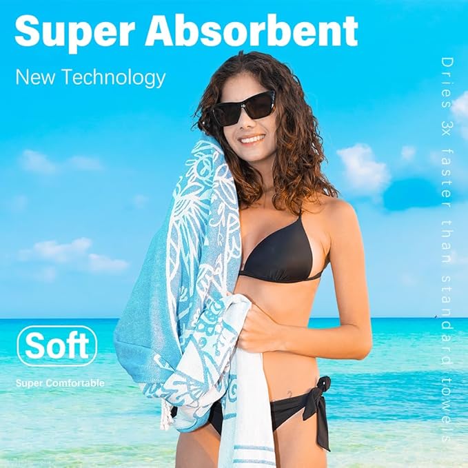 Thin Turkish Beach Towel Lightweight Quick Dry Absorbent Cotton Bathroom Bath Pool Swim Towels Extra Large Oversized Sand Free Beach Accessories Essentials Cloud Gifts for Adult