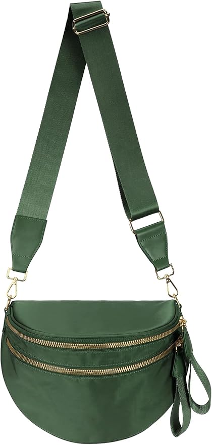 Pure Colour Crossbody Bag Bum Bag for Women,Spacious Purse Fanny Packs Belt Bag,Oversized Bum Bag (Colour Bum Bag-Bean Green)