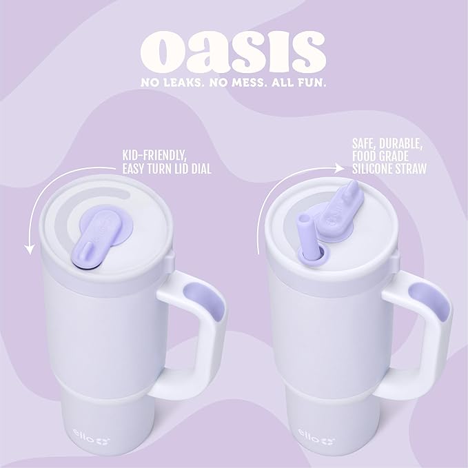 Ello Oasis 18oz Stainless Steel Kids Tumbler with Handle & Retracting Straw, 100% Leakproof, Double-Wall Vacuum Insulated, Kids Water Bottle for School, BPA Free, Dishwasher Safe, Lighthouse