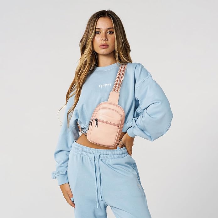 Sling Bag For Women Faux Leather Small Casual Daypack Backpack Fanny Pack Crossbody Chest Bags Purse