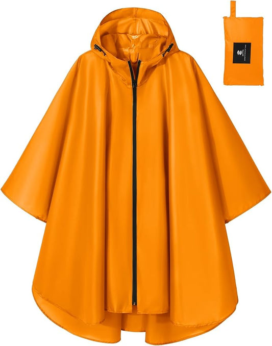 SaphiRose Lightweight Waterproof Rain Poncho for Adults with Hood Portable Rainwear for Outdoor