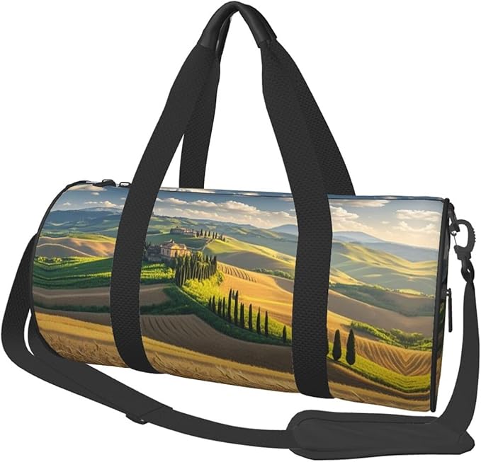 Italy Tuscan Travel Duffel Bag Sports Gym Bag, Lightweight Overnight Weekender Bag With Shoes Compartment Yoga Gym Sports Bag For Men Women