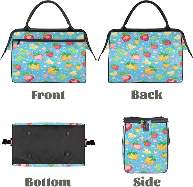 Strawberry Overnight Weekender Bag for Women Men Travel Duffel Bags Waterproof Luggage Carry on Sports Yoga Gym Bag