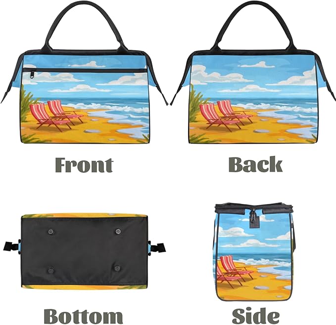 Ocean Beach Overnight Weekender Bag for Women Men Travel Duffel Bags Waterproof Luggage Carry on Sports Yoga Gym Bag
