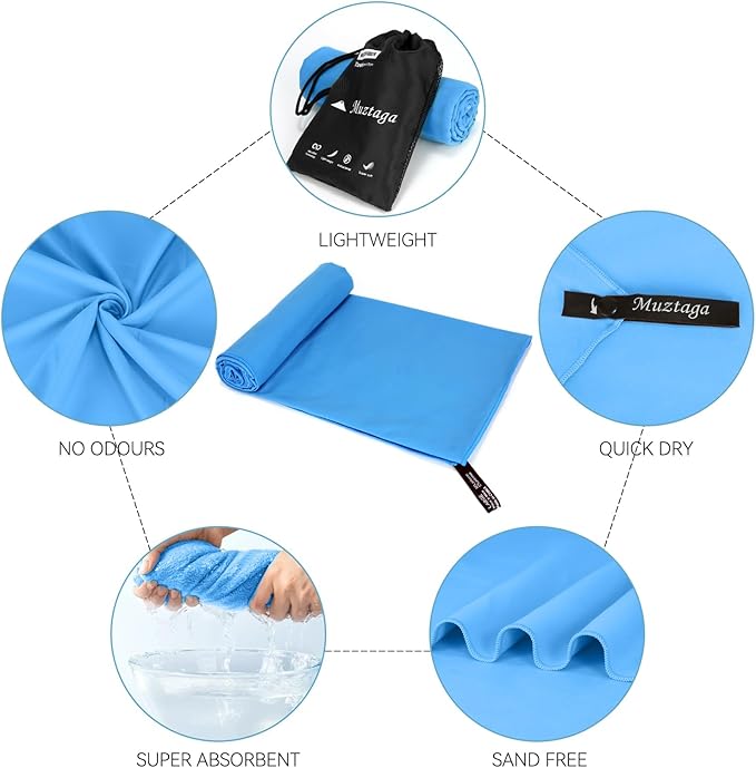 Microfiber Towel for Gym, Workout, Sweat Towel – Quick Dry, Ultra Compact, Lightweight & Super Absorbent(Marine Blue,40x20 in)