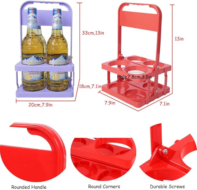 Portable Drink Carrier with Handle,Reusable Blue Beer Bottle Coffee Cup Holder,Beer Bottle Drink Caddy for Delivery,4 Holes Cup Holders for Catering Restaurant Travel Car