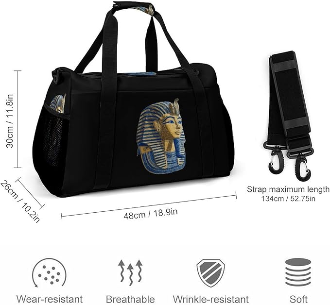 Ancient Egyptian Mask Duffle Bag Gym Bag for Workout Travel Tote with Detachable Straps