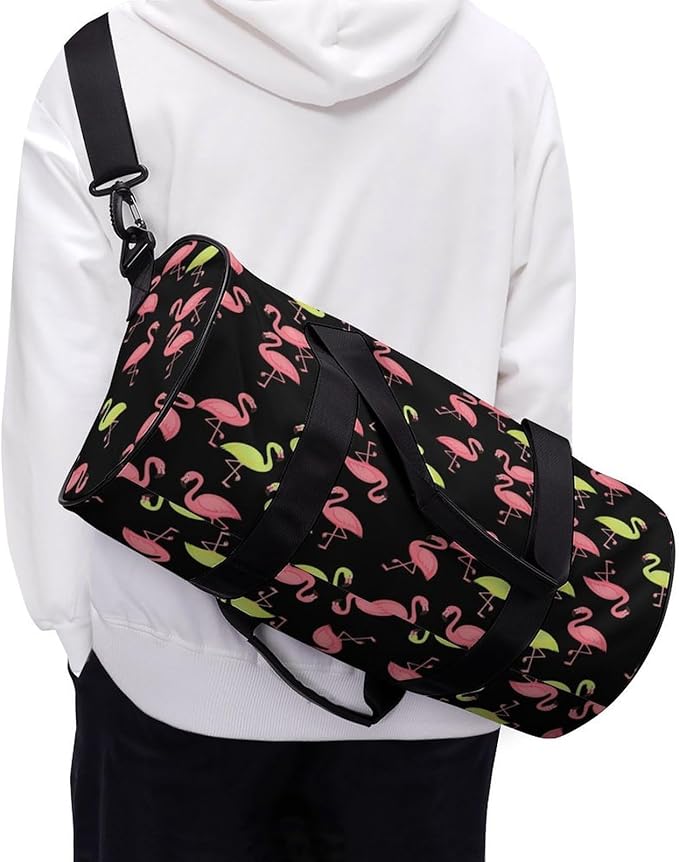 Gym Sports Travel Workout Bag Pink And Turquoise Flamingo Dance Gymnastics Bag Lightweight Carry On Bags Foldable Overnight Bags
