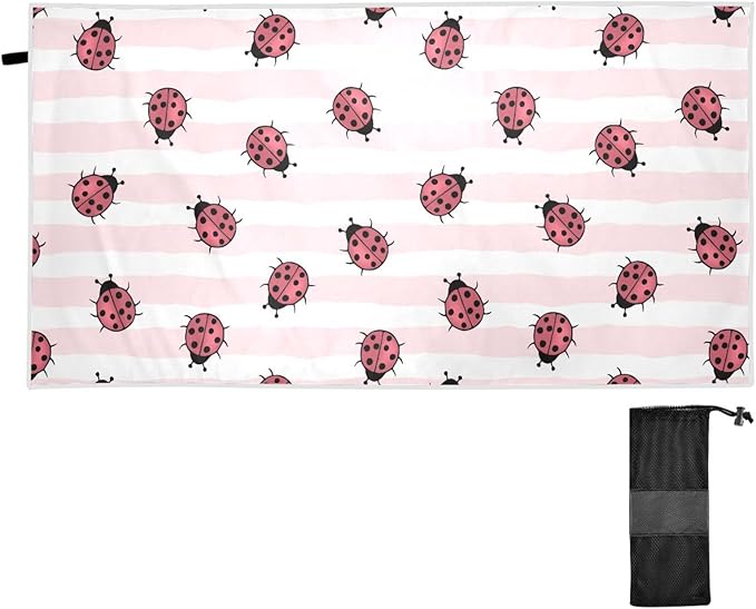 Ladybug Microfiber Beach Towel Absorbent Bath Towel Quick Dry Ultra Thin Towel for Gym Yoga Swim- 30x60in