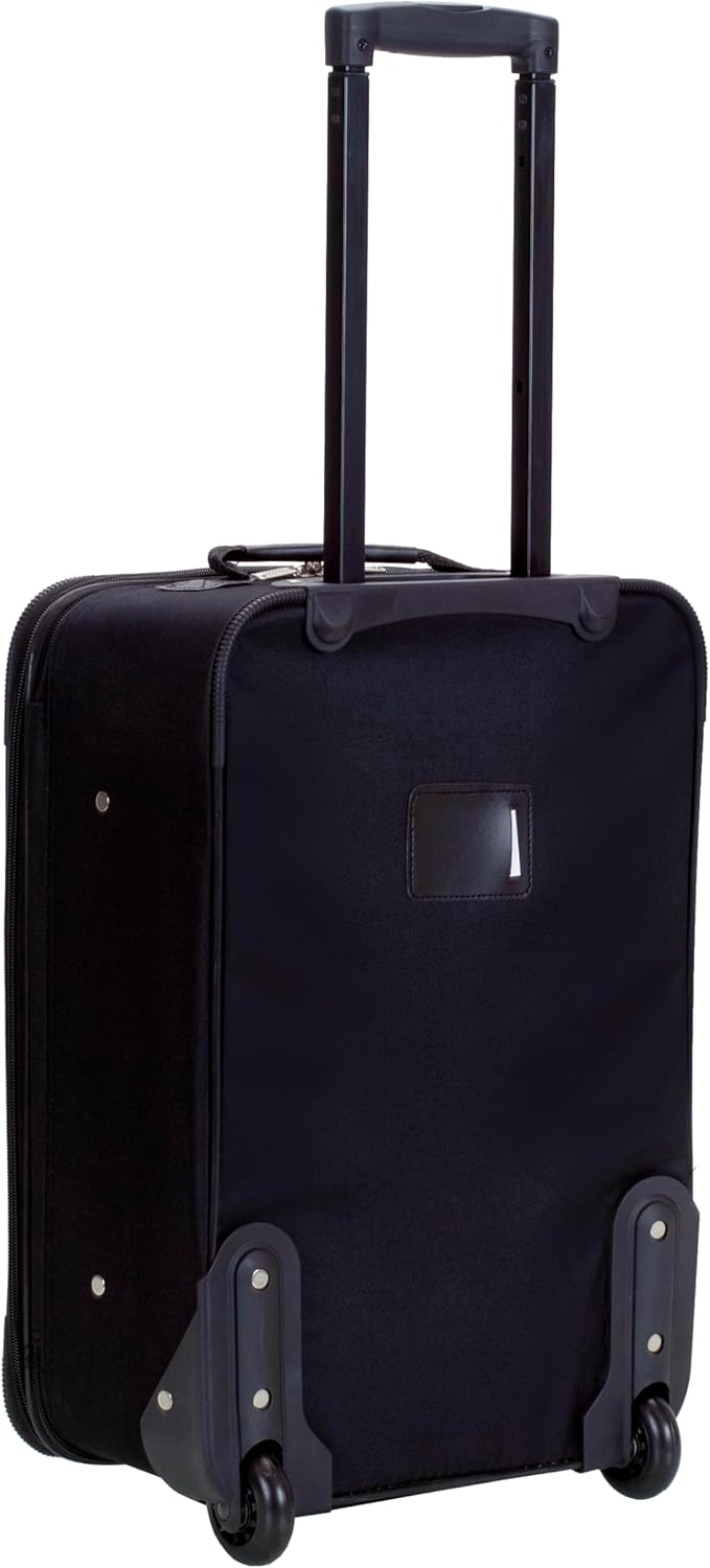 Rockland Fashion Softside Upright Luggage Set, Black/Gray, 2-Piece (14/19)