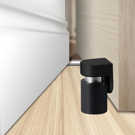 Door Stoppers – Robust Magnetic Door Stopper and Holder for Enhanced Door Security, Fit for Doors Under 2.5 inches – Anti-Rust Stainless Steel Door Stops (1, Black 1PCS)
