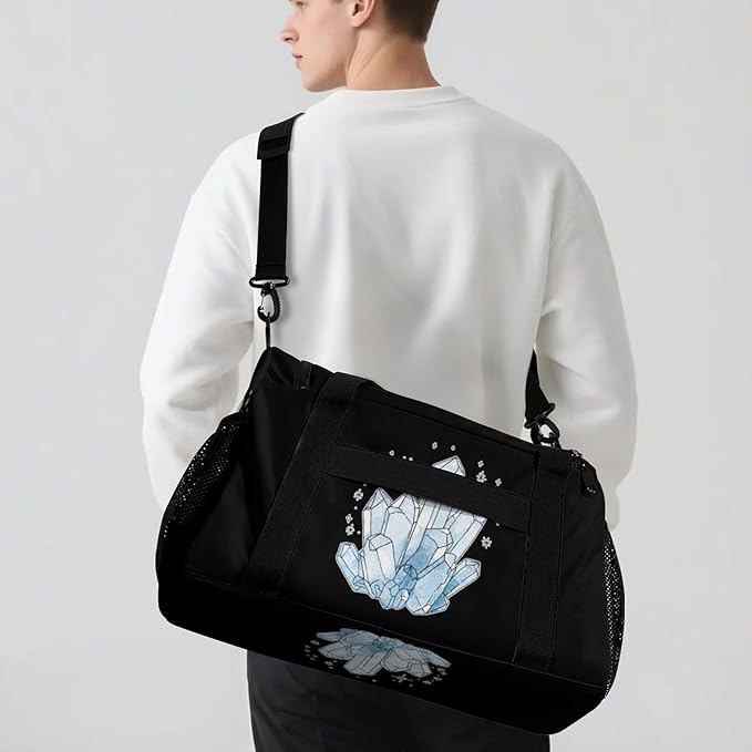 Blue Crystals Duffle Bag Gym Bag for Workout Travel Tote with Detachable Straps