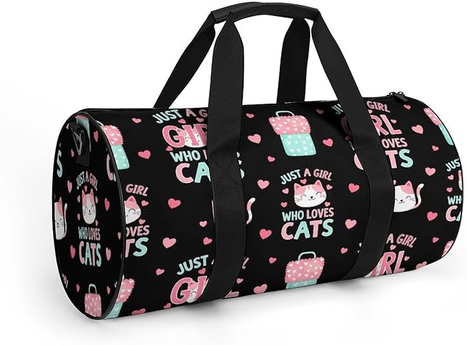 Weekender Carry on Beach Yoga Overnight Luggage Bag Gym Sports Travel Workout Bag Overnight Bags (Just A Girl Who Loves Cute Cats)