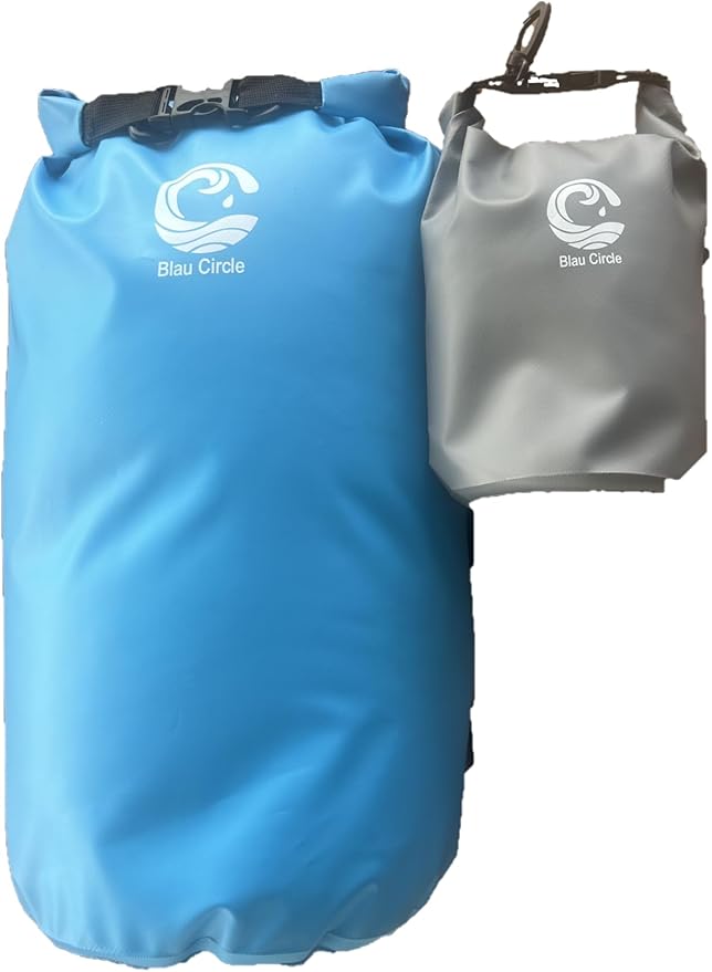 Waterproof dry bag combo for outdoor and waterspors, with large 5.0 Gal (assorted colors) and 0.5 Gal (grey) bags | Ideal for kayaking, boating, hiking, the beach and other outdoor sports (Orange)