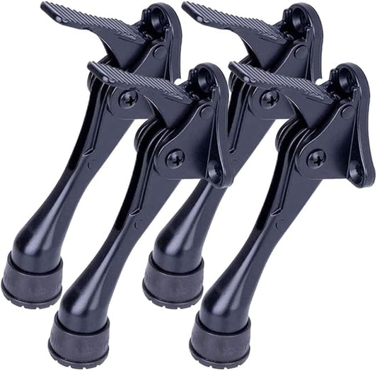 One Touch Kickdown Door Stopper, Door Holder, Heavy Duty Door Stops, Bottom of Door, Height-Adjustable Rubber Tips by HASHI (Black 4 inch x 4pack)