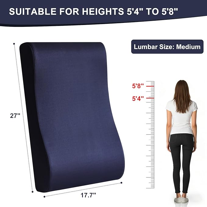 HAVARGO 2-in-1 Neck Pillow Lumbar Support Pillow for Recliner Couch& Glider Chair - High Resilient Foam Ergonomic Back Support for High-Back Rocking Chairs, Glider Rocker Replacement Cushions Navy M