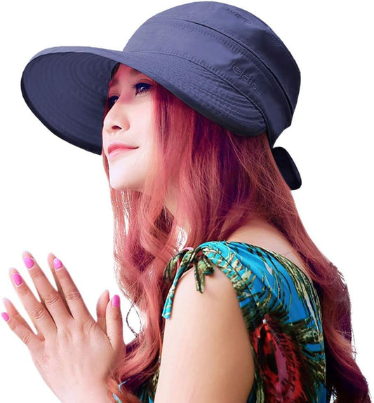 HINDAWI Sun Hats for Women with UV Protection Wide Brim Sun Hat Visor Summer Beach Outdoor Foldable Womens Cap