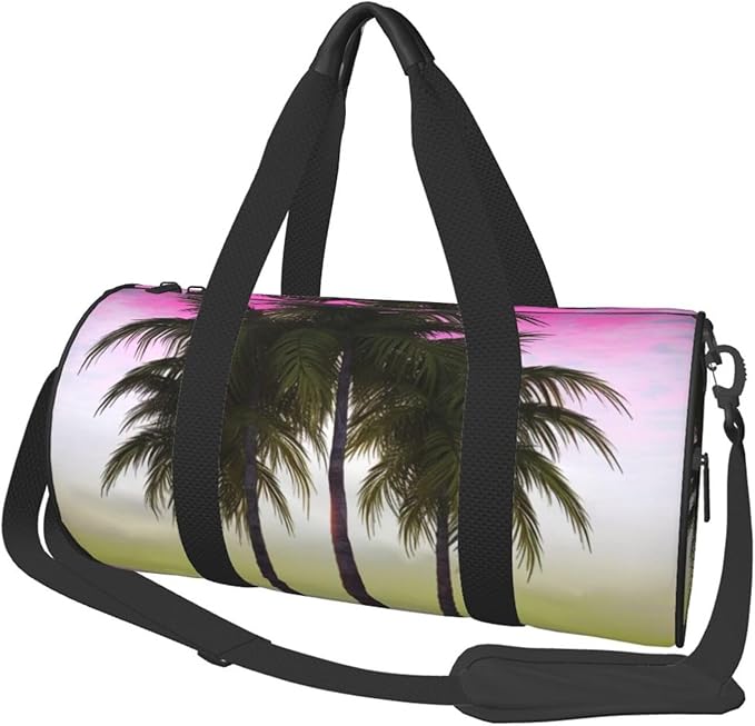 Tropical Palm Tree Sports Gym Bag for Women Men Travel Duffel Bag Tote Weekender Bag Canvas Carry on Overnight Bag for Travel Swimming Fitness Workout Sports Duffle Bag