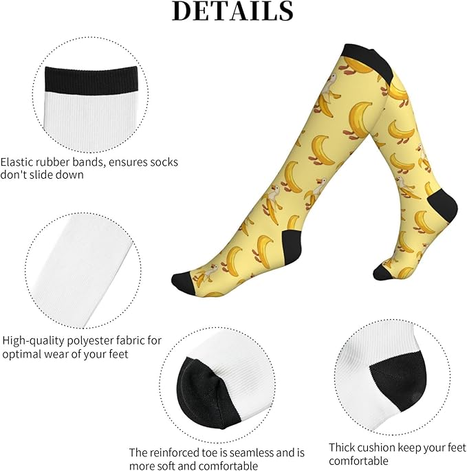 Compression Socks Knee High Circulation Support Socks For Women Men Athletic Running Work Hiking Cycling Travel