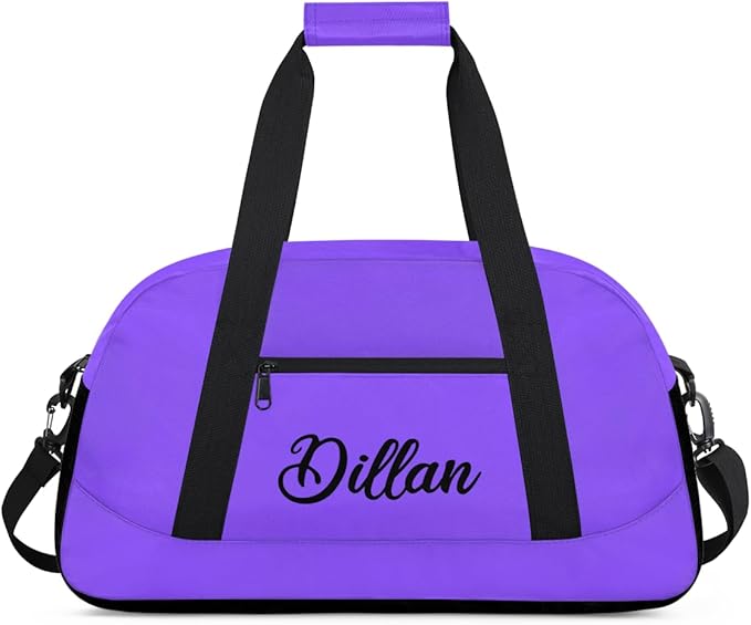Custom Name Gym Duffel for Kids,Personalized Sports Bag Lightweight Gym Bags for Boys & Girls,Fitness Travel Weekender for Travel, Workout Purple