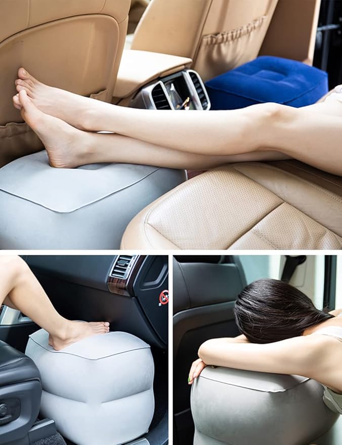 Inflatable Foot Rest Pillow for Travel, Kids/Adults Airplane Travel Pillow Kids Bed-Adjustable Height Cushions,for Kids to Sleep While Traveling,Suitable for Car,Office,Home,Travel (Grey)