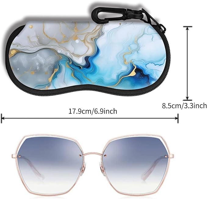 Hion Sunglasses Soft Case Ultra Light Neoprene Zipper Eyeglass Case With Belt Clip