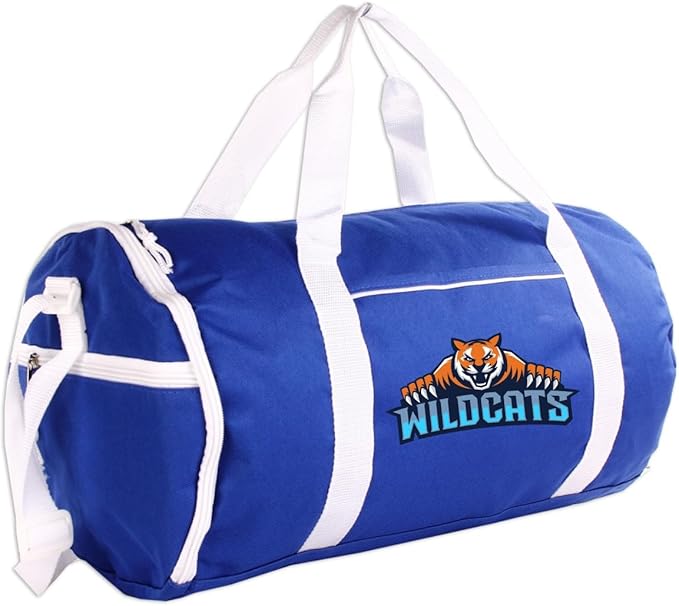 Custom Roll Duffel Bag with Your Logo or Text – Personalized Gym Bag, Sports Team Bag, Travel Bag – Adjustable Shoulder Strap, 600D Polyester, 18 Inch, 4 Colors, Model 3018