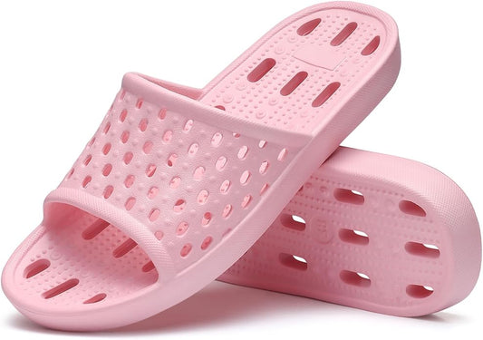 Litfun Shower Shoes for Women Non-Slip Quick Dry Shower Slippers Lightweight Pool Sandals with Drain Holes for College Dorm, Beach, Bathroom & Gym
