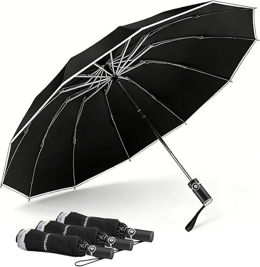 Bodyguard Inverted Umbrella - Large Windproof for Rain & Sun, Compact Reverse With Reflective Stripe, Teflon-Coated for Women Men, Travel Folding With Cover Bag