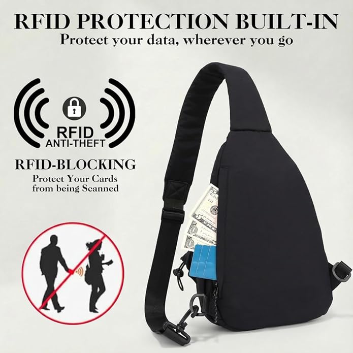Sling Bag for Women, Anti-Theft RFID Nylon Crossbody Purse with Adjustable Strap for Travel & Shopping