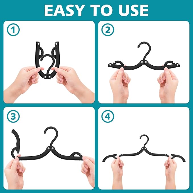 10 Pcs Travel Hangers Portable Foldable Travel Hanger Organizer, Plastic Cruise Ship Accessories Essentials Clothes Hanging Rack Folding Hangers for Traveling Camping Flying RV Europe Suitcase, Multi